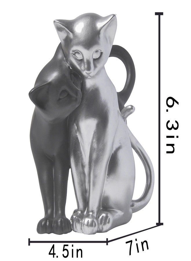 JOOMBE Black and Silver Cat Statue, Couple Sculpture Decor, Creative Art Multi-Color Cat Sculpture, Modern and Simple Home Living Room Decoration, Valentine's Day Gift for Women - Image 5